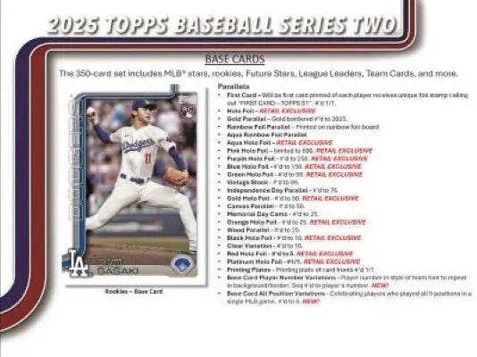 2025 Topps Series 2 MLB Baseball New Licensed Trading Cards FREE SHIPPING Lot of 4